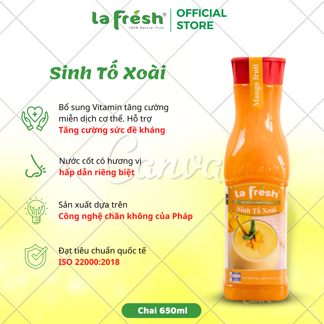 Sinh Tố Xoài Lafresh Đà Lạt Chai 650ml