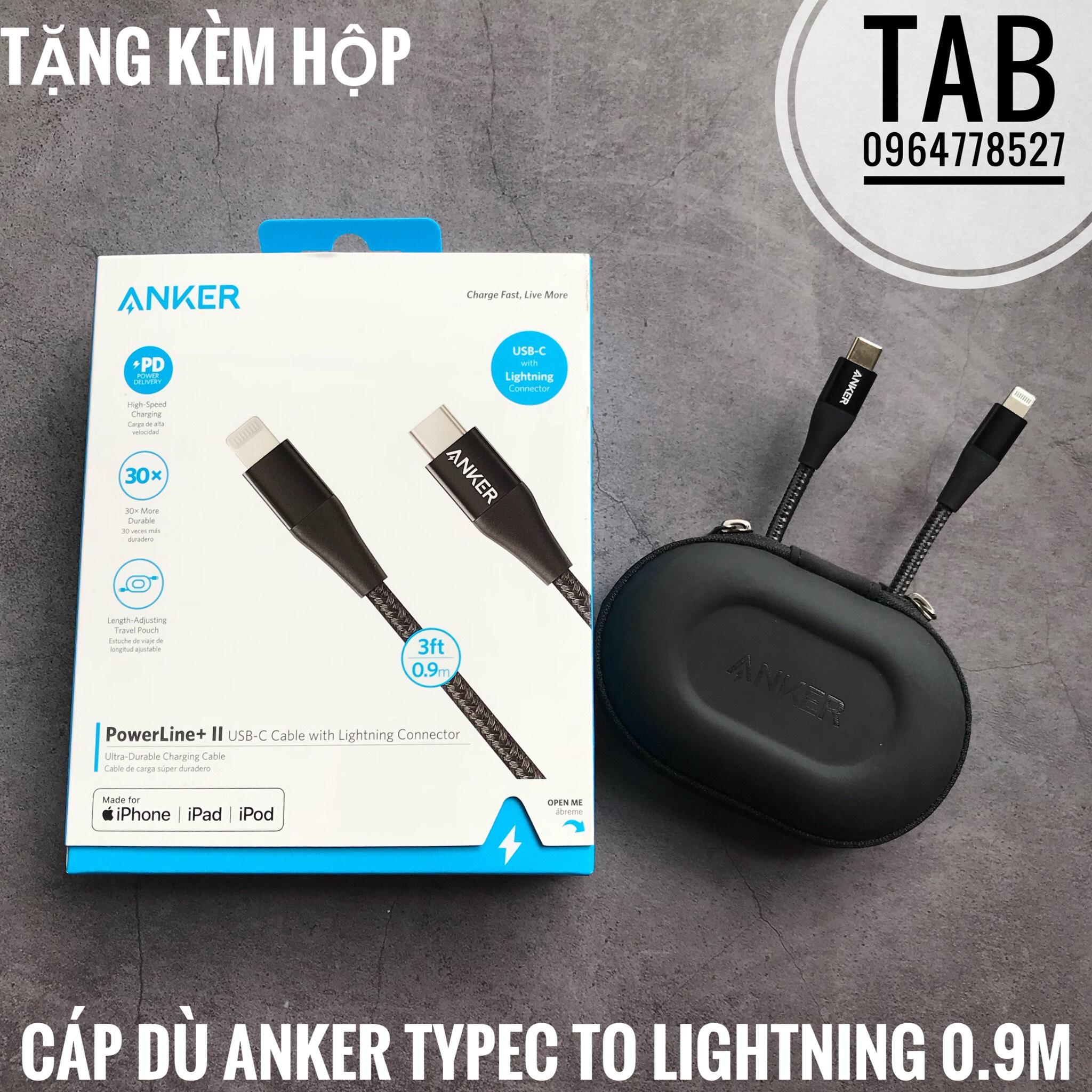 Cáp Dù Anker PowerLine+ II UsbC to Lightning 0,9m