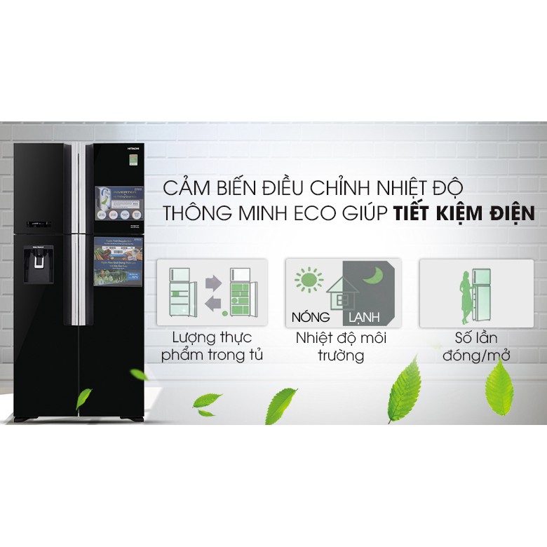 [TRẢ GÓP 0%] Tủ lạnh Hitachi 4 cánh màu đen R-FW690PGV7(GBK) (Giá áp dụng giao tại HN, HCM& các tỉnh liên hệ shop)