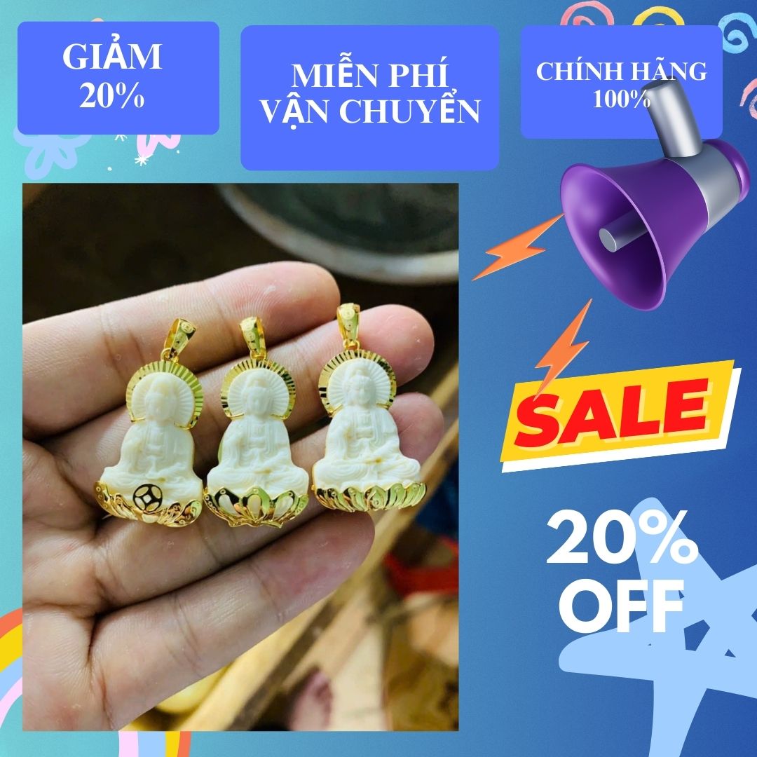Mặt dây chuyền ngà voi chạm đã bọc vàng 10k đảm bảo 100%