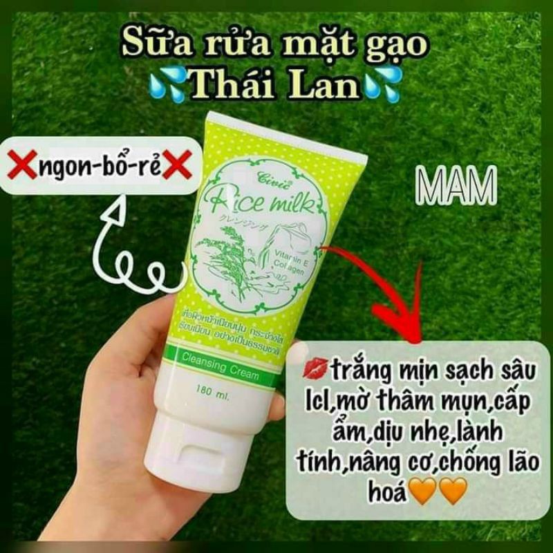 ( CHÍNH HÃNG ) Sữa rửa mặt gạo Civic Rice milk Thái Lan 180ml