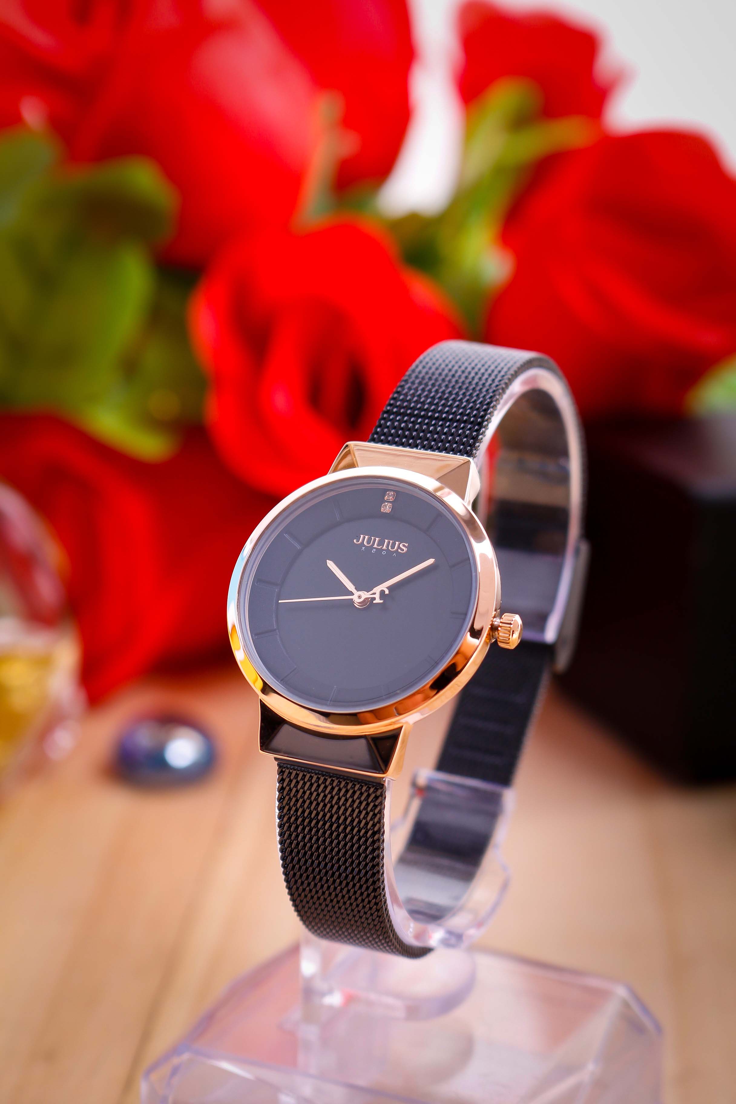 [HCM]ĐỒNG HỒ NỮ JA-1104LE DÂY LƯỚI ĐEN SANG TRỌNG