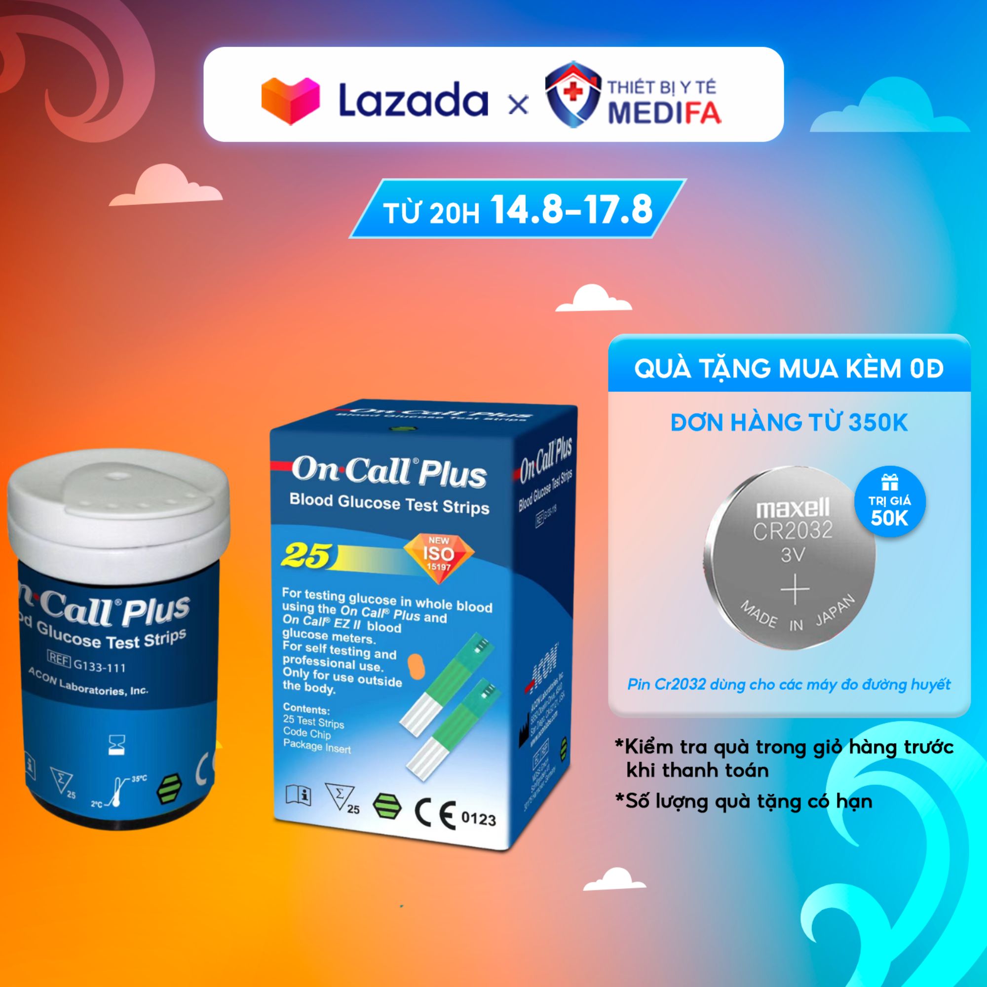 Lọ 25 que thử đường huyết on call plus dùng cho máy on call plus & on call ez ii