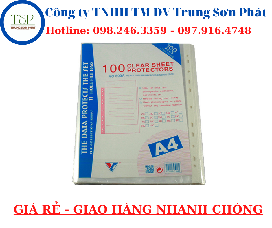 Bìa Sơ Mi Lỗ 4Lạng VC ( 100 tờ/xấp )