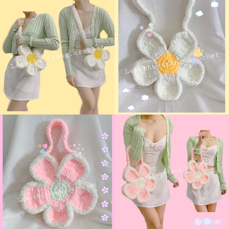 [CÓ SẴN] BLOOM FLOWER BAG - TÚI LEN BÔNG HANDMADE
