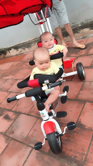 XE ĐẠP XÍCH LÔ KIÊM XE ĐẨY ĐÔI CHO BÉ YÊU