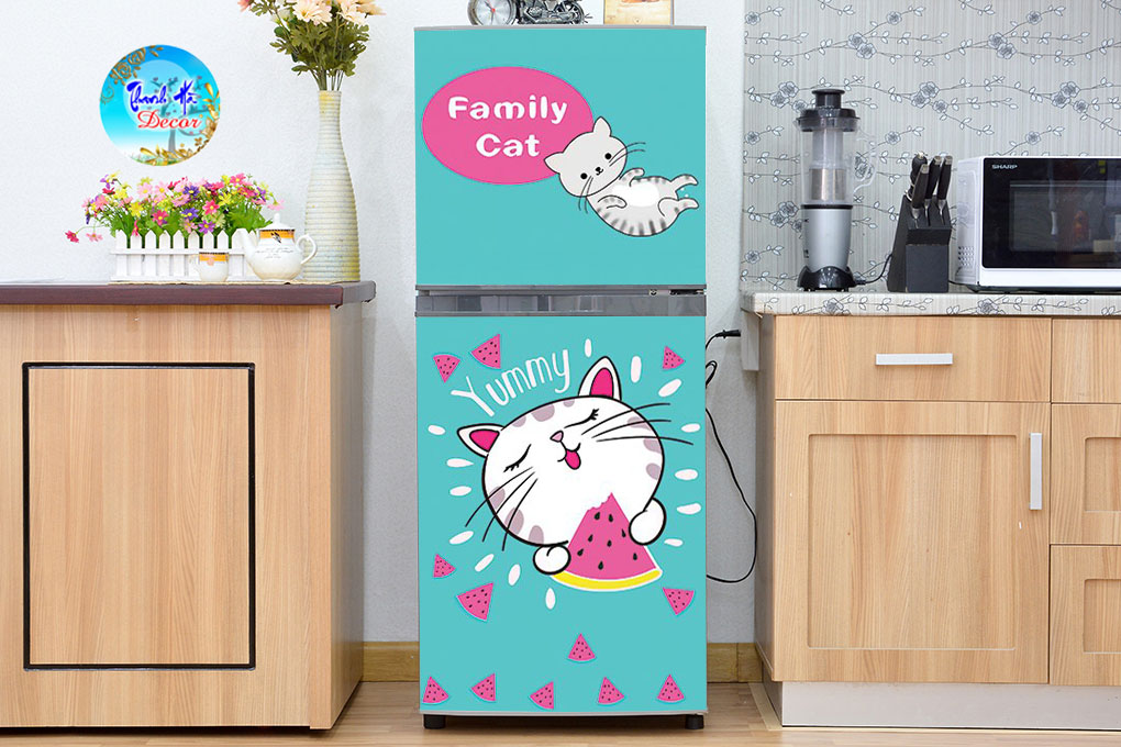 Decal dán trang trí tủ lạnh mẫu cute