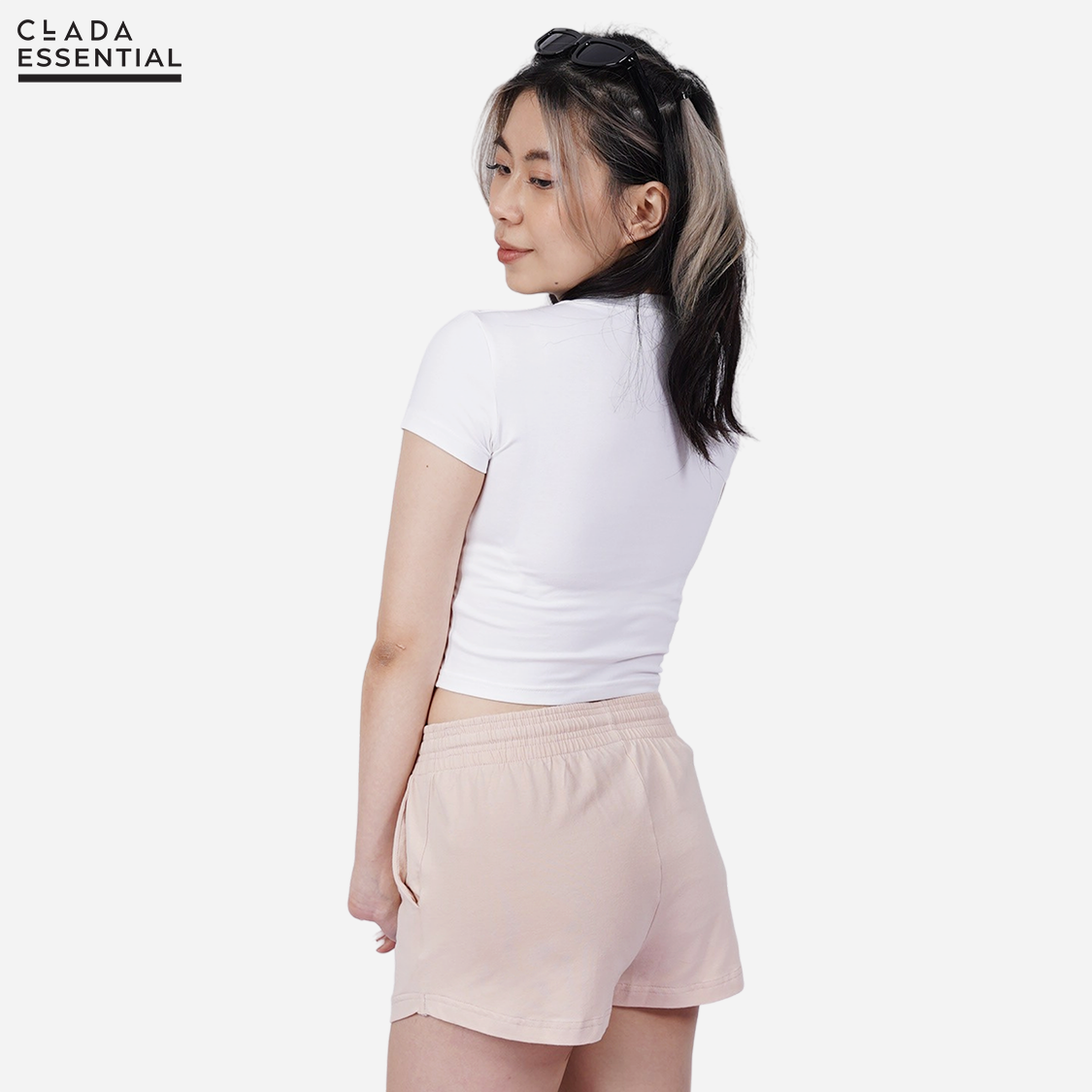 Quần short nữ lưng cao thương hiệu CLADA - Hồng
