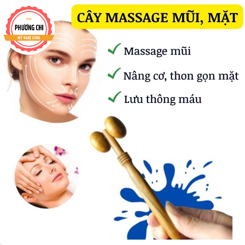 Cây lăn mũi mát xa mặt bằng gỗ thơm