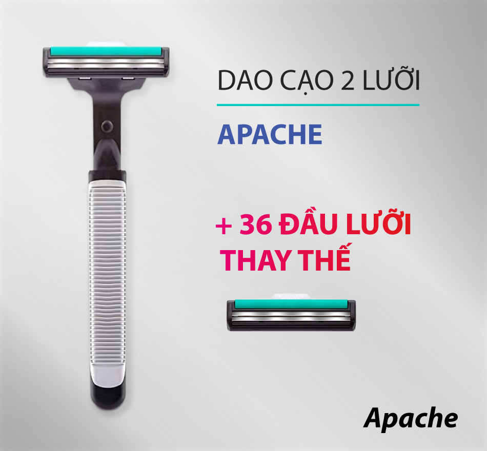 Dao Cạo 2 Lưỡi Apache kèm 36 Đầu Thay Thế