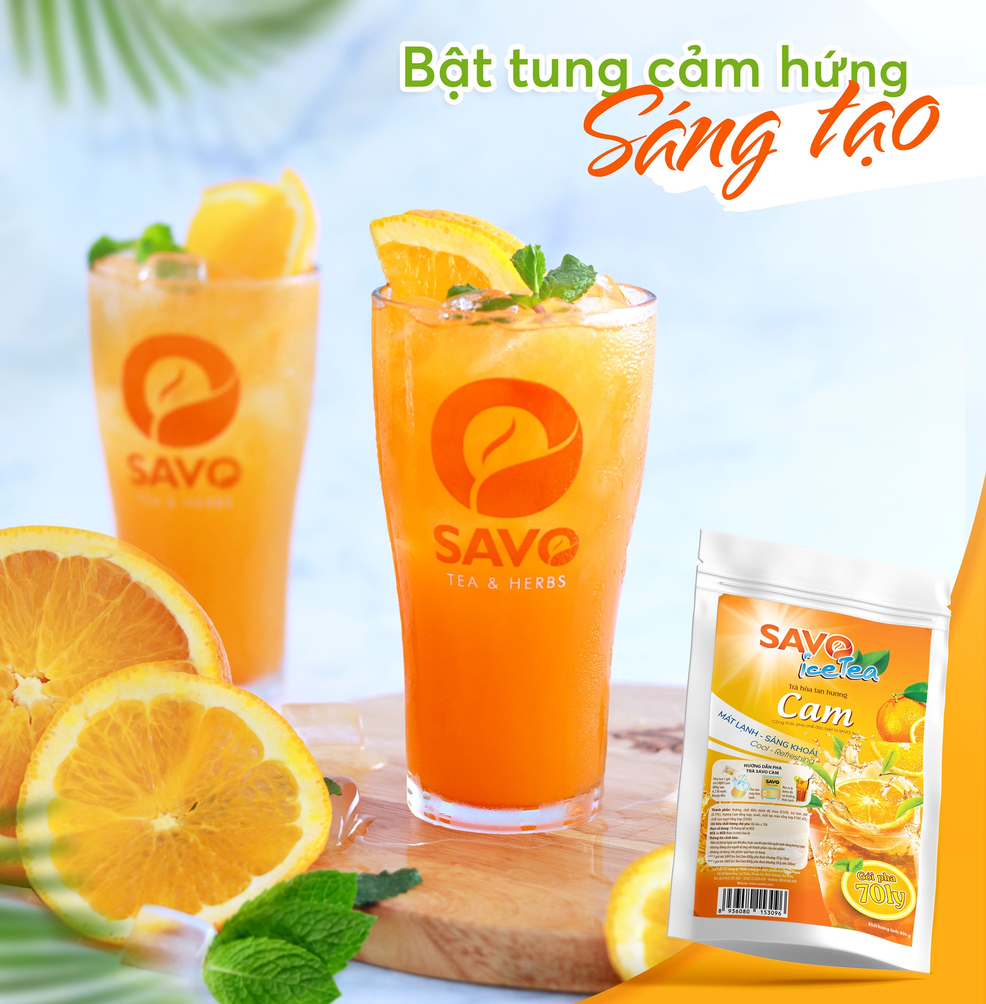 Trà Cam Hòa Tan SAVO (Orange Icetea) - Túi 800g