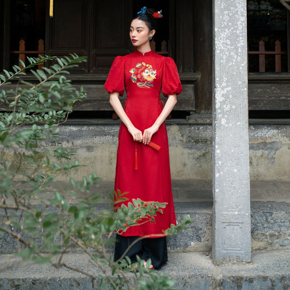 OLV - Áo dài AD Hải Đường (Không kèm quần)