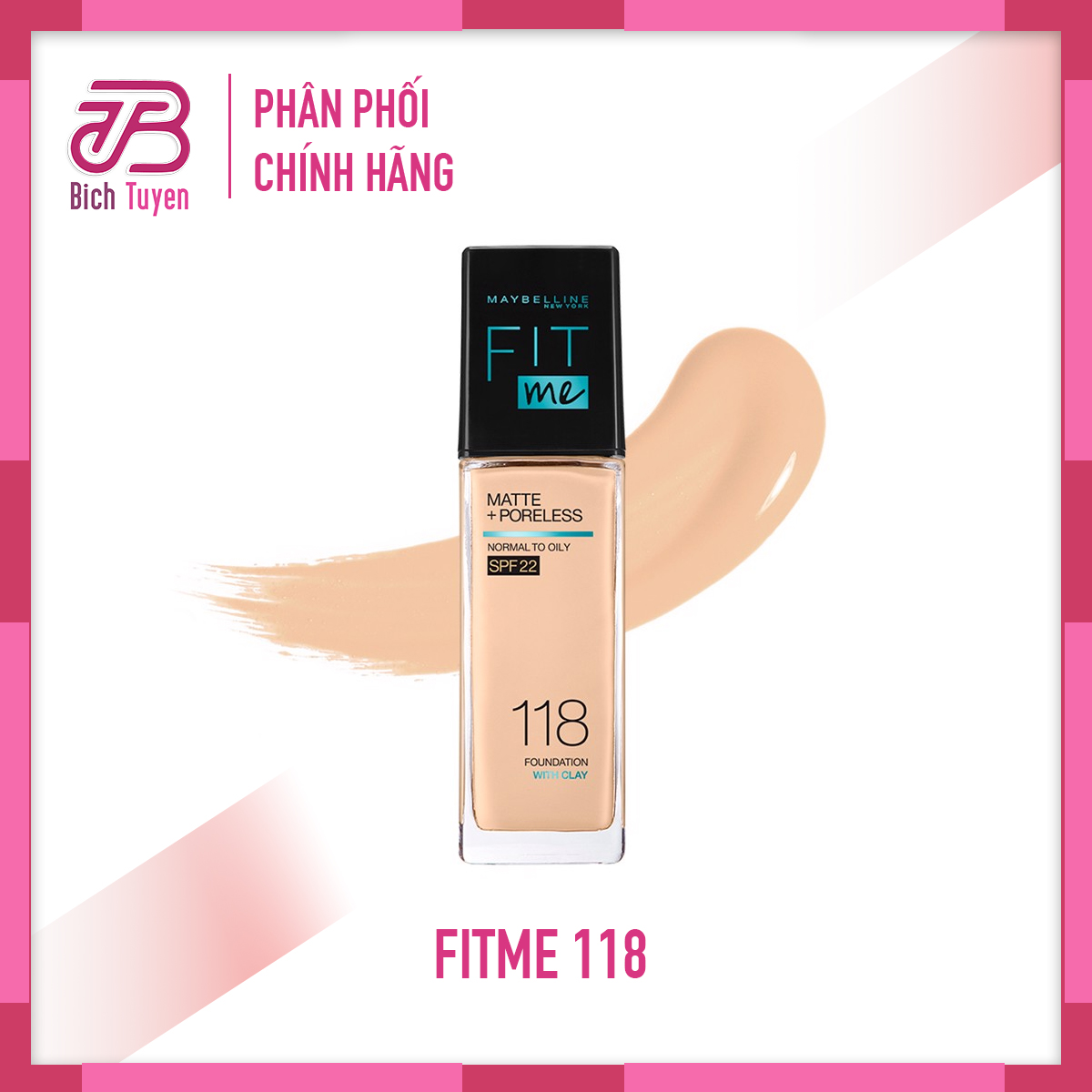 Foundation cream Maybelline Fit Me Matte + color 118 - 120 classic ivory -cream background fit me #118 #120 Maybelline BT cosmetic-Foundation Maybeline