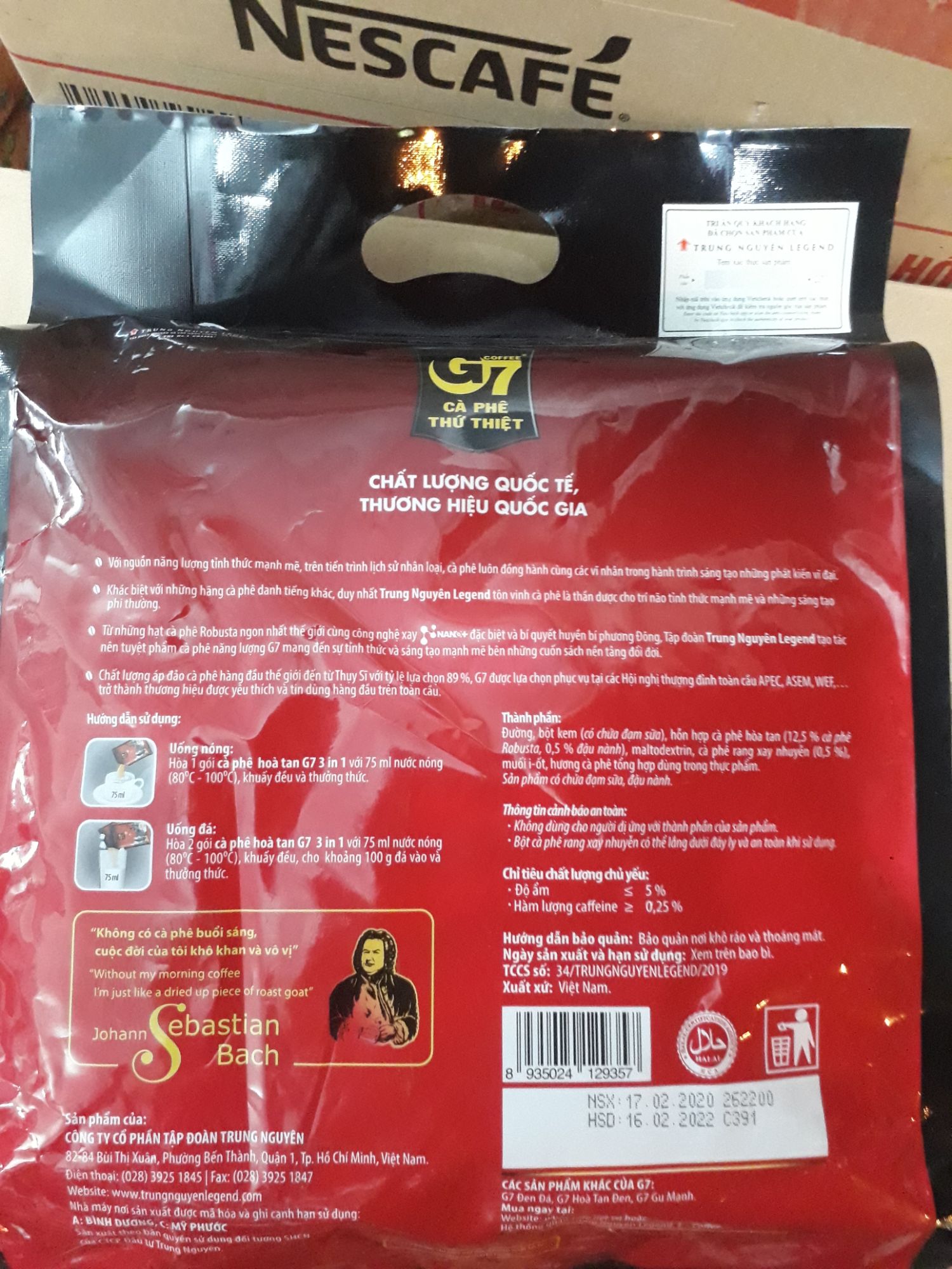 [HCM]CÀ PHÊ G7 3IN1 - BỊCH 50 GÓI