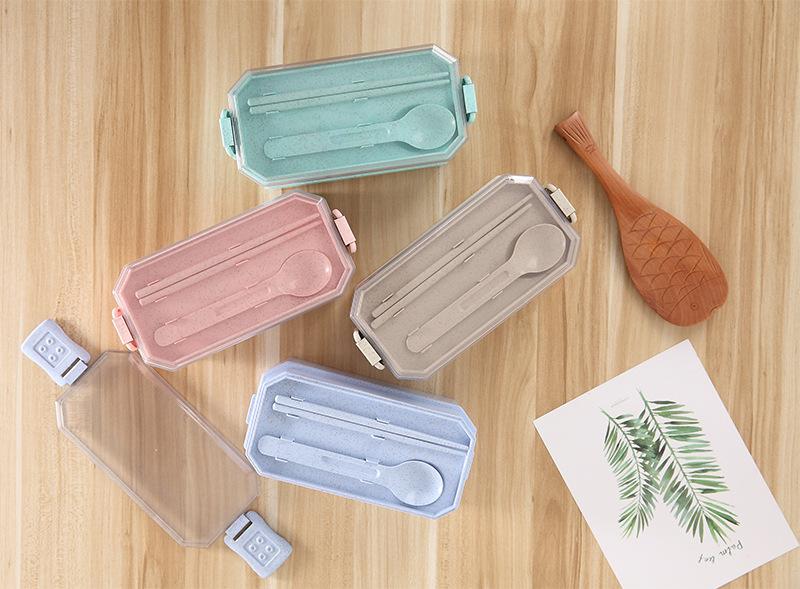 Hộp đựng cơm lúa mạch 2 tầng an toàn và tiện dụng
