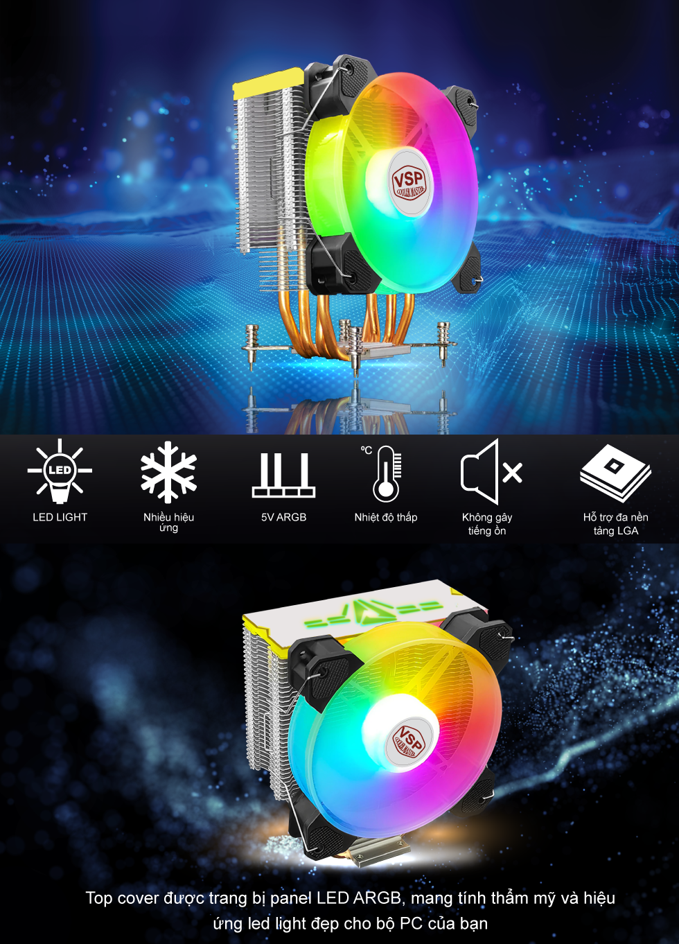 Quạt Tản Nhiệt CPU VSP Cooler Master T410i PLUS Led ARGB