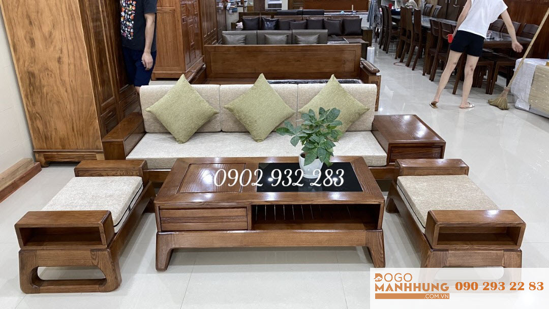Bộ sofa gỗ sồi 4 món nhỏ xinh G10 miễn phí vận chuyển lắp đặt tại Hồ Chí Minh