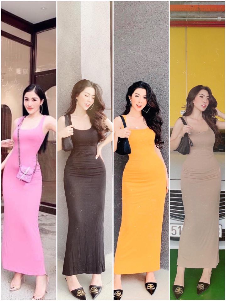váy maxi cổ U