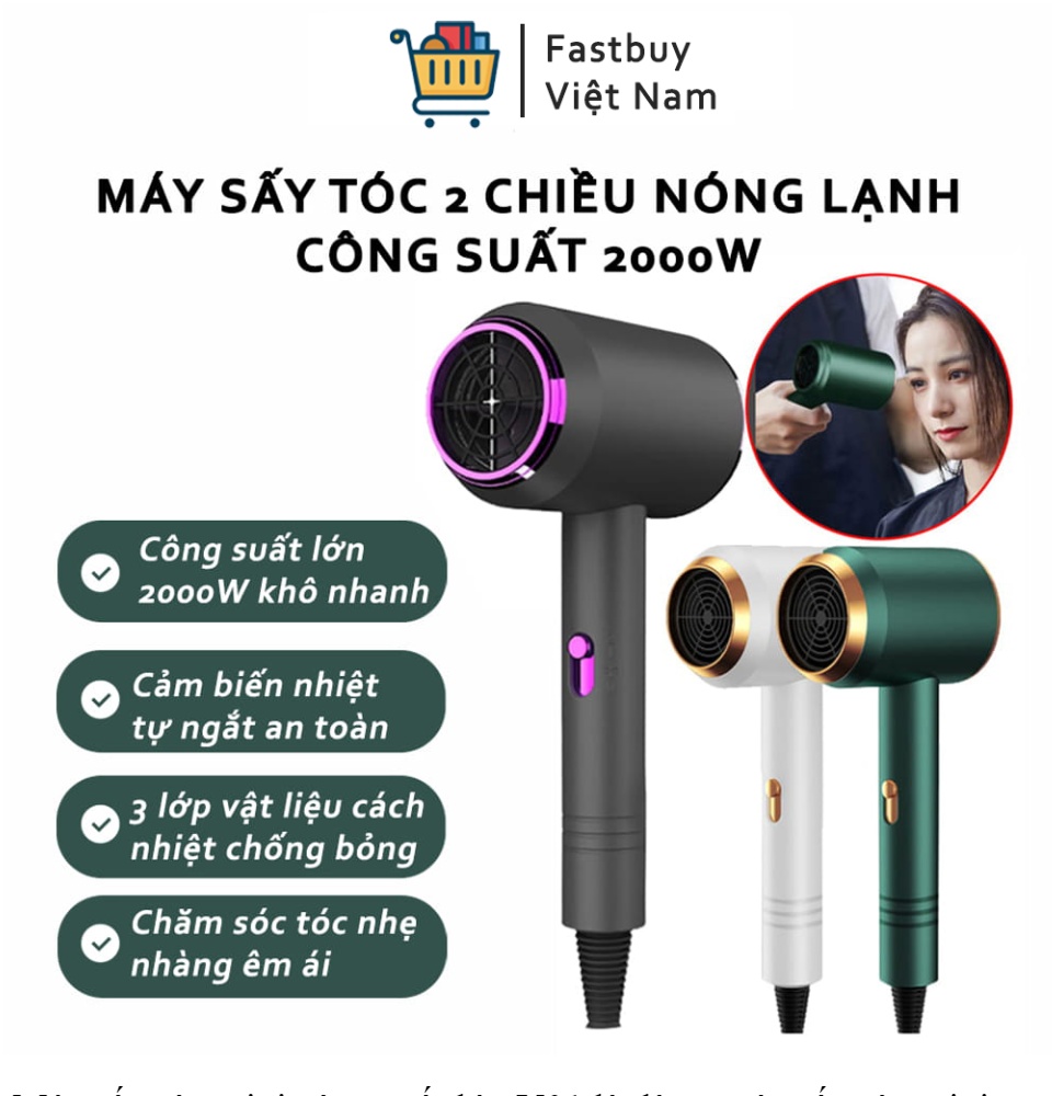 Máy sấy tóc 2 chiều nóng ,lạnh công suất lớn 2000w - máy sấy tạo kiểu sử dụng cho salon tóc chuyên nghiệp