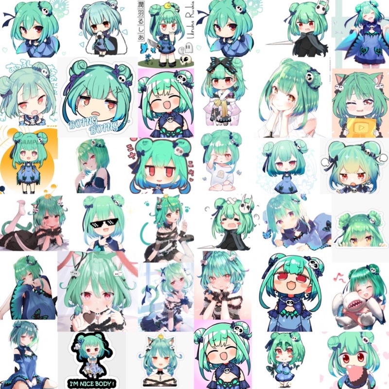 Ảnh dán Sticker Uruha Rushia Hololive 30-60 cái ép lụa khác nhau /Hình dán decal vtuber Uruha Rúhia