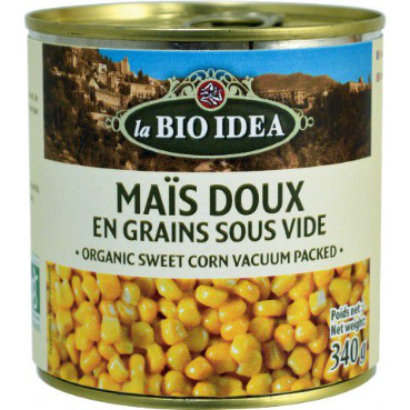 Bắp (Ngô) ngọt hữu cơ đóng hộp Bio Idea 340g