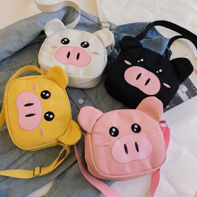 💥SIÊU HOT💥 Túi đeo chéo Con Heo Trang vàng đen hồng trắng kiểu mới có hai tai đang hot giá rẻ kèm video ảnh thật đẹp