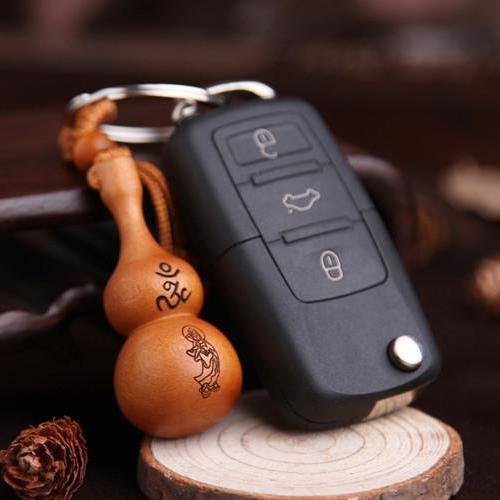 Móc Khóa Gỗ Thủ Công Khắc Hình Hồ Lô May Mắn