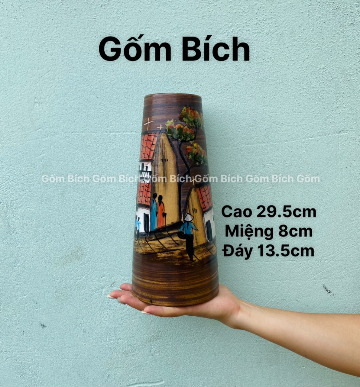 Bình Hoa Lọ Hoa Men Mộc Dáng Búp Gốm Sứ Bát Tràng - Gốm Bích