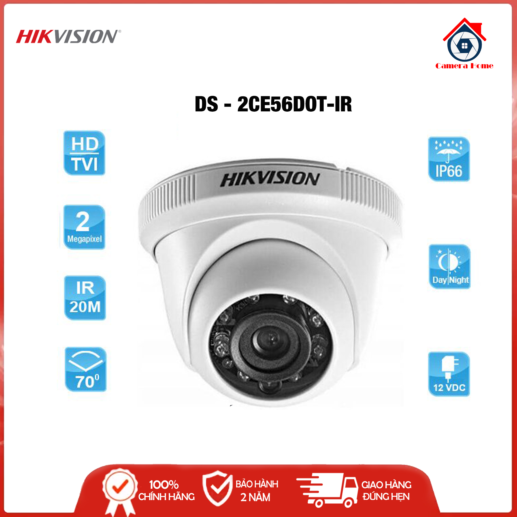 [HCM][BEST SELLER] Camera Hikvision DS-2CE56DOT-IR 2.0MP Full HD 1080P - Camera Home