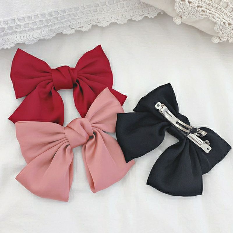 kẹp tóc nơ ❤freeship 50k❤ kẹp tóc nơ lụa cao câp