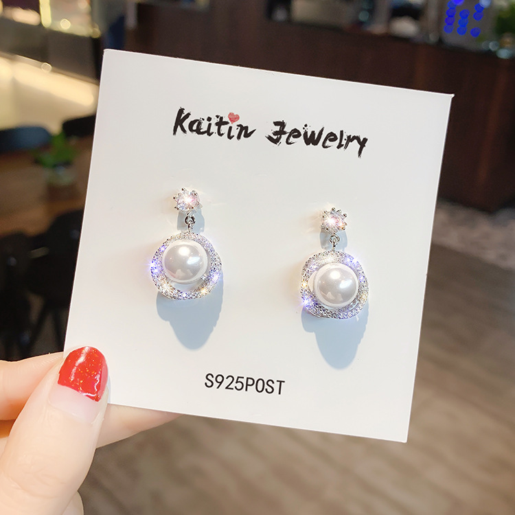 Bông Tai Ngọc Nữ Kim Cương Zircon Đính Ngọc Trai Sang Trọng KTZIRCONNGOCNU13