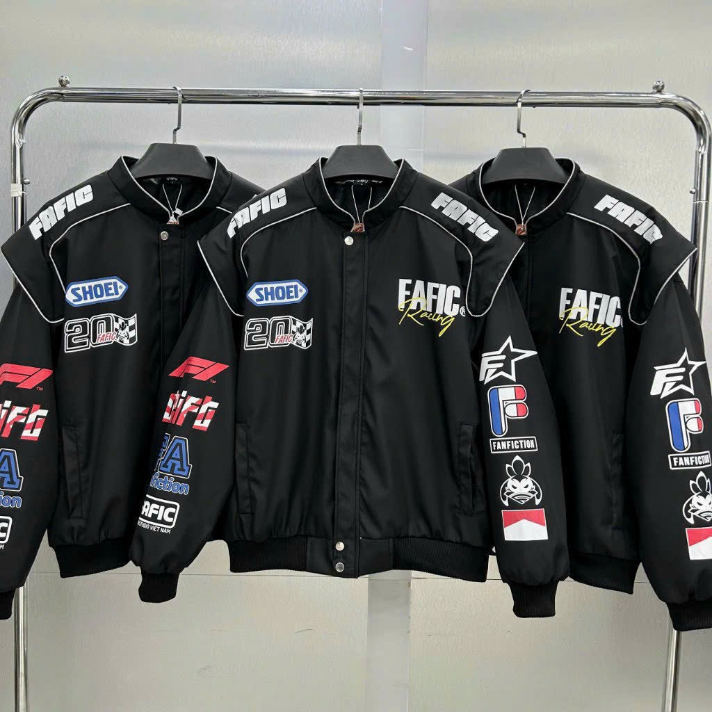Áo khoác dù 2 lớp phượt thủ in logo fafic kèm nhiều logo vai phối kiểu .tp