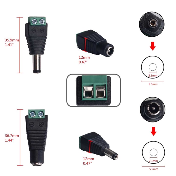 Jack DC Nối Nguồn Đực/Cái