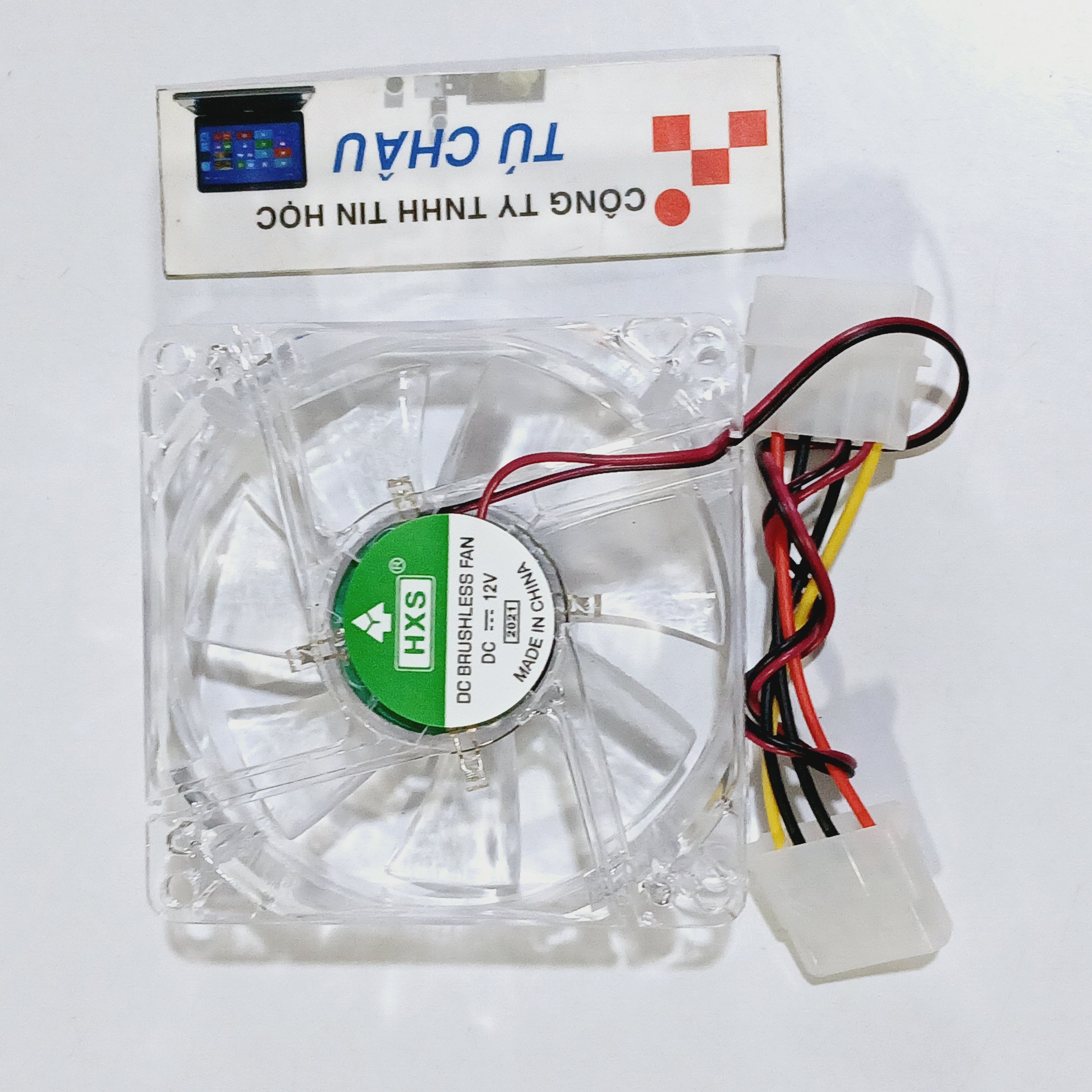 Quạt Case 8Cm / Dày 2.5Cm Điện áp DC 12V (Đèn Led 4 màu - Có ốc vặn)