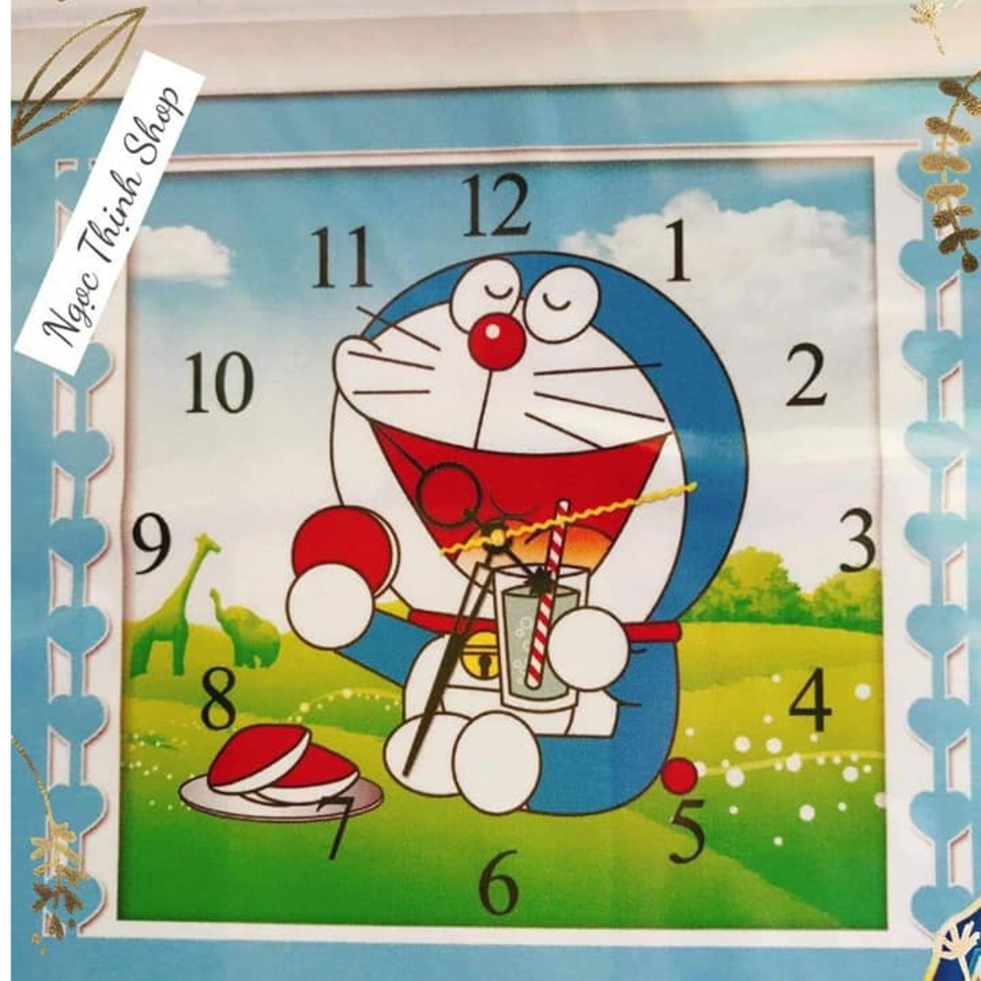 Tranh Đính Đá Đồng Hồ Doremon 77467-37x37Cm