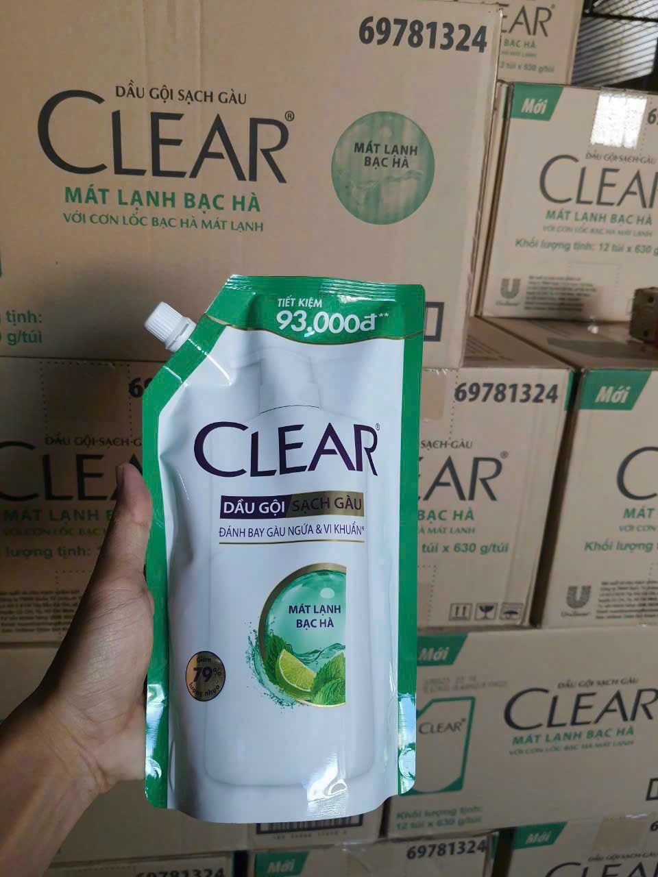 Dầu Gội Đầu Clear Bạc Hà Túi 630g
