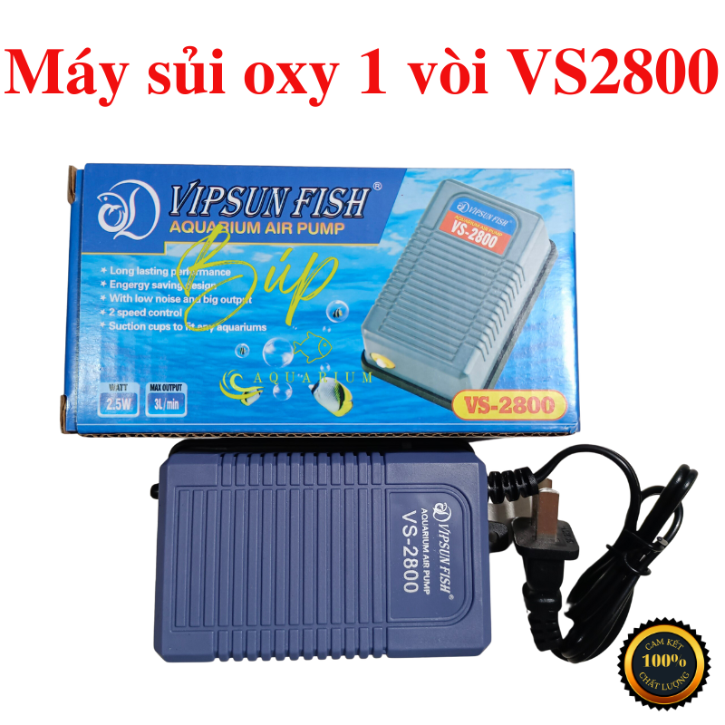 Máy sủi oxy mini 1 vòi Vipsun VS2800 ( Phụ kiện tặng kèm theo gồm có : 1m dây sủi + 1 quả sủi) / Búp aqua