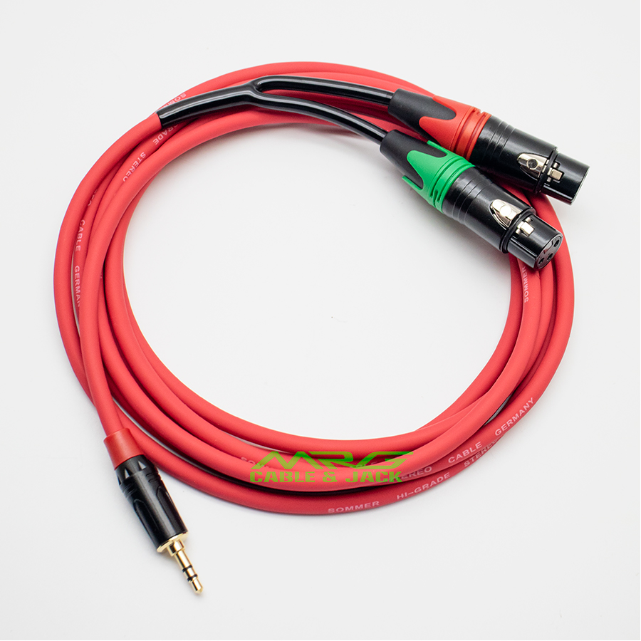 Dây 2 đầu canon cái ra jack 3.5, dài 1met-2met-3met-5met-8met-10met | dây giắc 3.5 ra 2 đầu canon cái, dây rack 3.5 ra 2 canon, dây rắc 3.5 ra 2 canon.