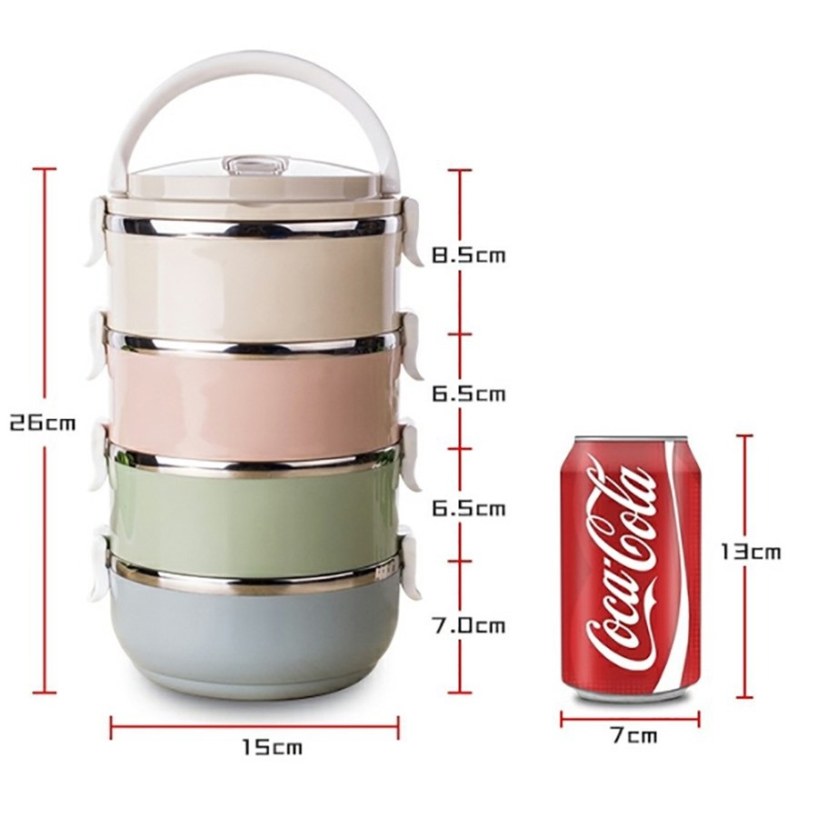 Cặp lồng mang cơm giữ nhiệt lúa mạch 4 tầng Inox - Hộp cơm lúa mạch 4 tầng