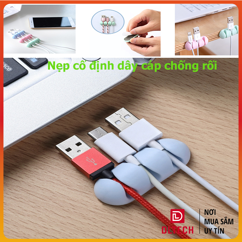 Kẹp Cố Định giá đỡ Dây sạc Cáp dây điện nẹp dây sạc chống rối Silicone 3 Lỗ Tiện Dụng A629 DL TECH