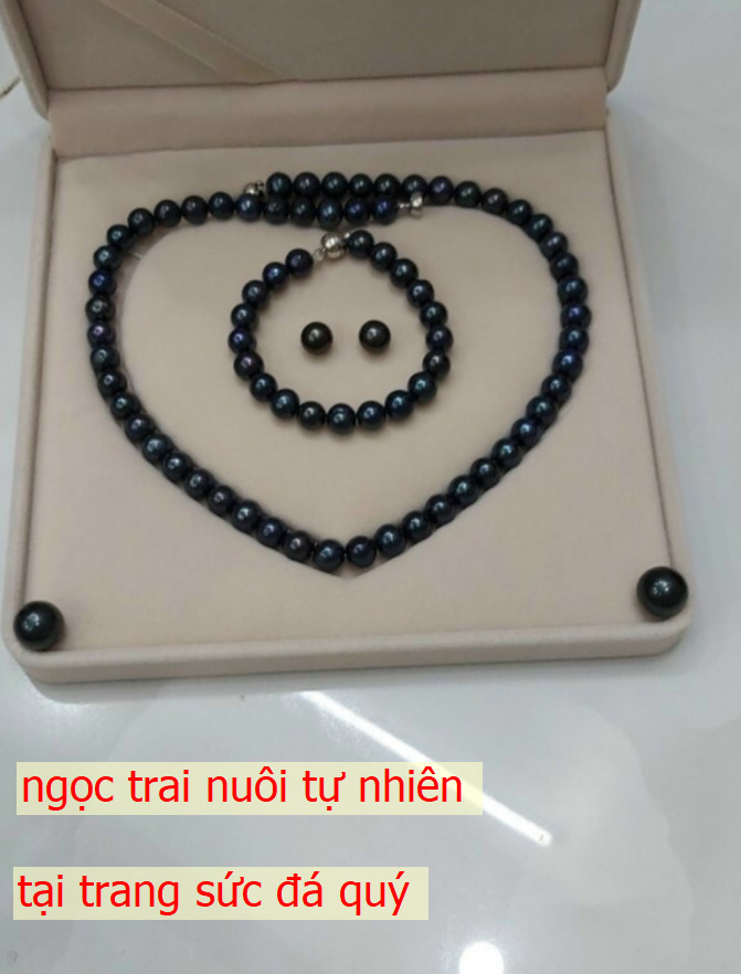 Bộ trang sức Ngọc trai nuôi phú quốc thiên nhiên 8 ly đẹp