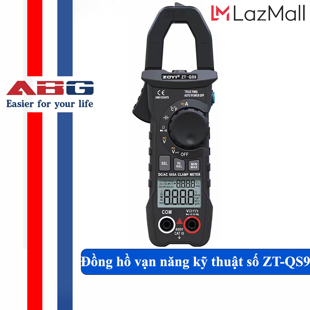 Đồng hồ, ampe kìm abg zt-qs9 đo điện vạn năng kỹ thuật số trms 6000 số đếm, bộ kẹp khởi động kỹ thuật số, đo dòng điện ac/dc, đo chống nhiễu