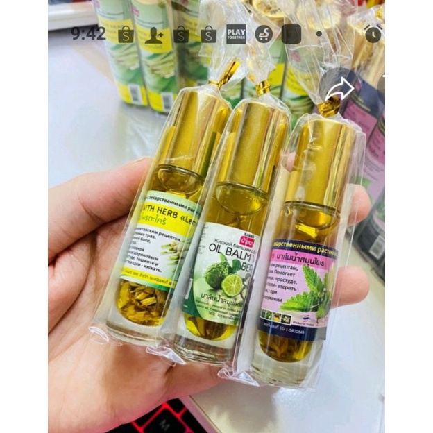 Dầu Gió Lăn Thảo Dược Thái Lan Mùi Chanh, Xả, Thơm Bạc Hà.