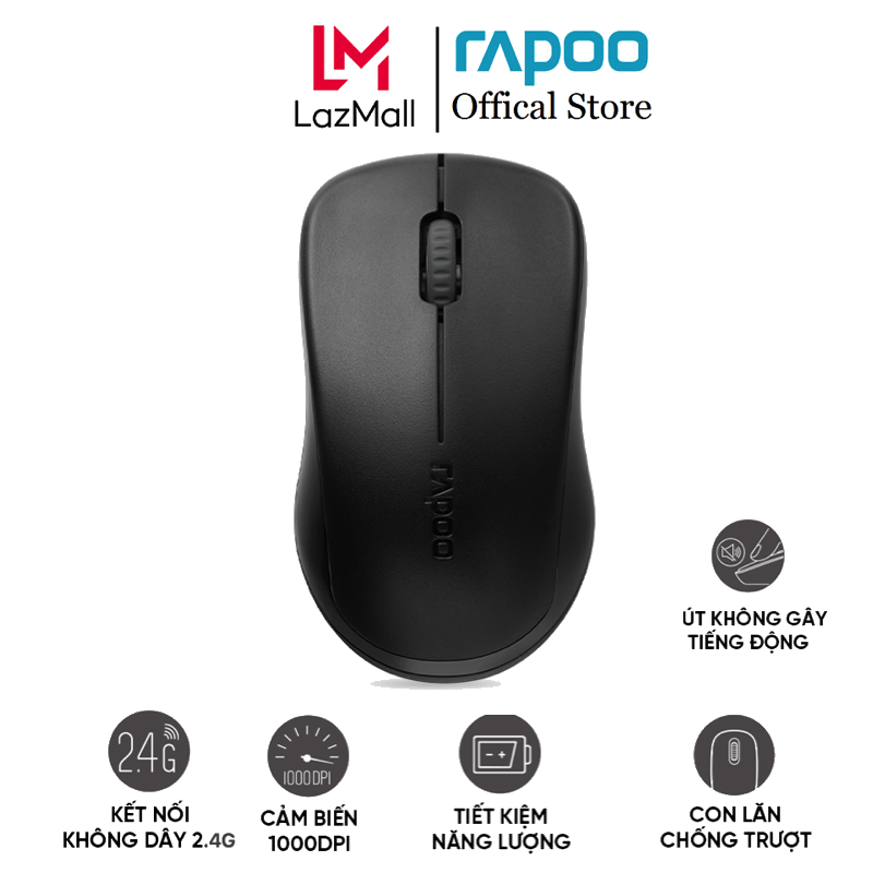 Chuột không dây Rapoo 1680 Silent - đầu thu USB 2.4Hz