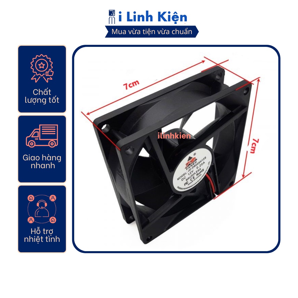 Quạt tản nhiệt 12V đầy đủ các kích thước