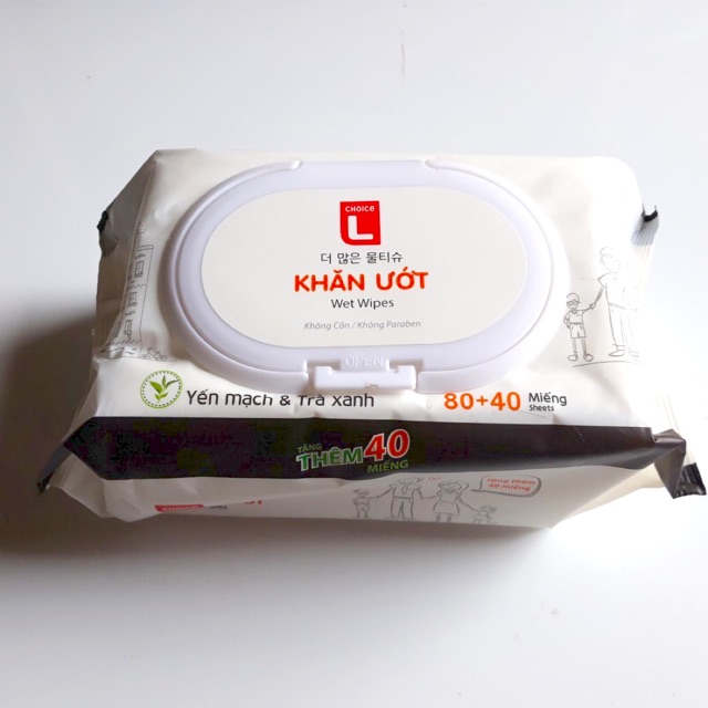 [COMBO 2 BỊCH] KHĂN ƯỚT GIA ĐÌNH 120 MIẾNG CHOICE L LOTTE