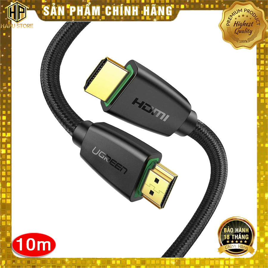 Cáp hdmi 2.0 bọc lưới ugreen dài 10m - 15m hỗ trợ 3d 4k chính hãng - hapustore