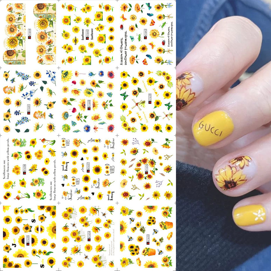 Set Sticker Nước | Hoa Hướng Dương | Dán Móng Tay