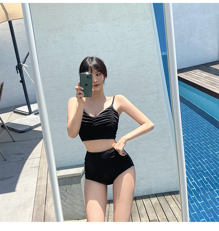 [Kèm ảnh thật] Bikini 2 mảnh đen nhún ngực độc đáo