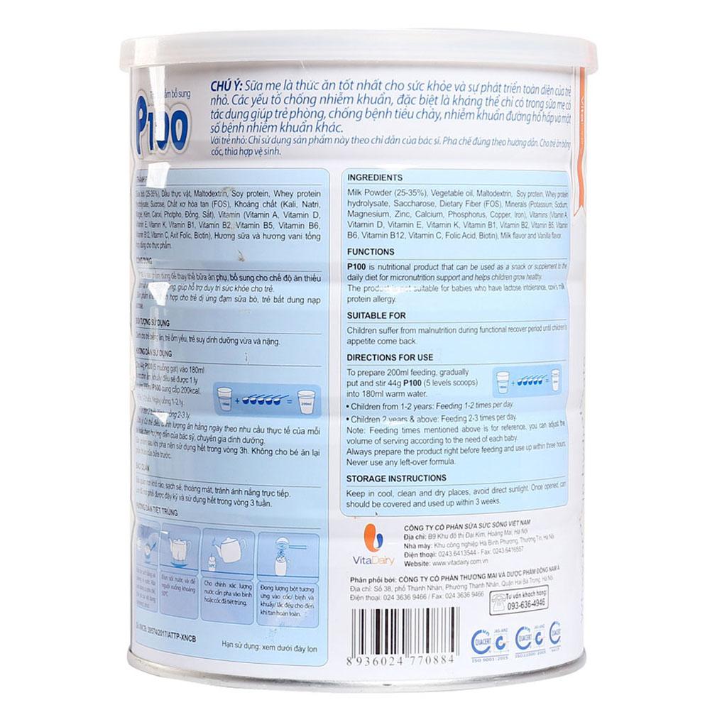 Sữa Bột P100 Hộp 900g (Cho trẻ từ 1~10 tuổi)